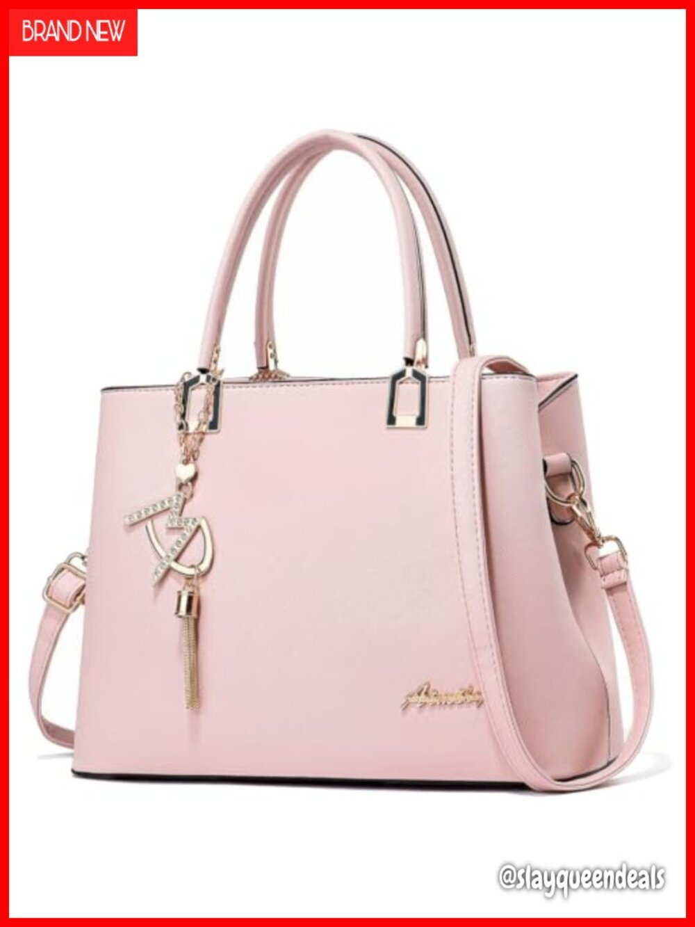 Faux Leather Satchel Tote Bag with Top Handle and Removable Shoulder Strap